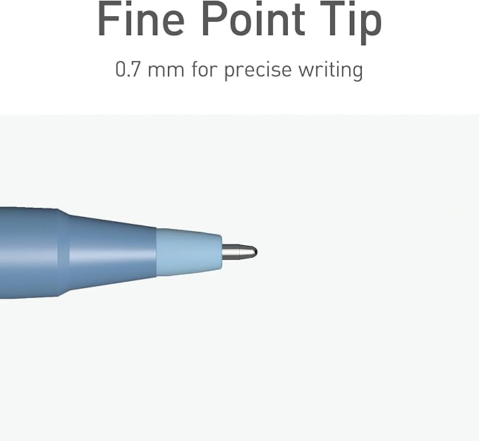 Pentonic Ballpoint Pens, 10 Count, Frosted Pale Blue Barrel with Blue Ink, 0.7 mm Fine Point, Smooth Writing For Journaling & Note Taking (PEN13085)
