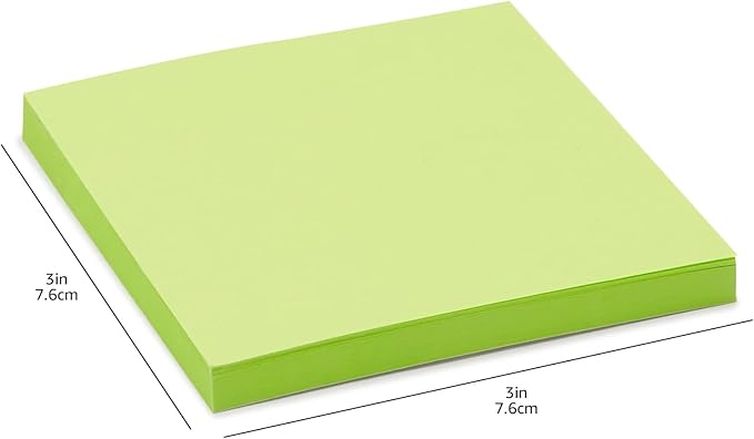 Amazon Basics Square Sticky Notes, Office Supplies for Desk, 3-x-3-inch, 24-Pack, Assorted Colors