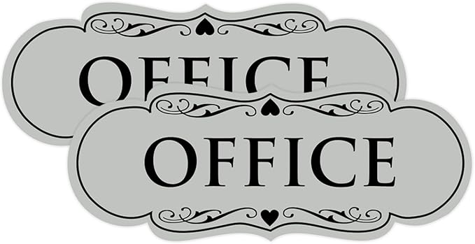 All Quality Designer Office Sign | Easy Installation - Lt Gray - Small (2 Pack)