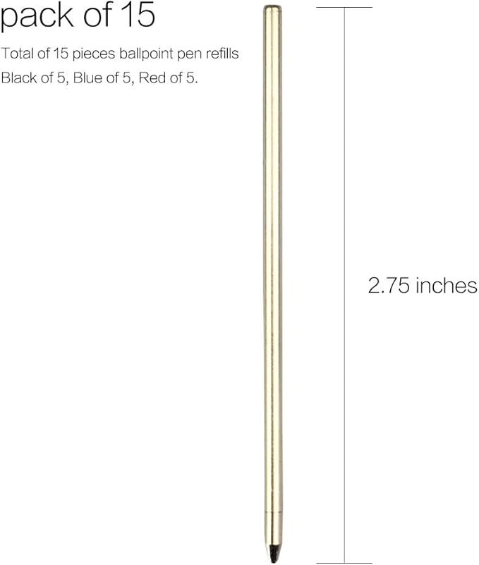 smttw Muticolor Pen Refill Ink for 4-in-1 Mutifunction Pen, Mechanical Pens Refills, Metal Tip, 5 pieces (Blue Ink, Red Ink, Black ink)， A Pack of 15