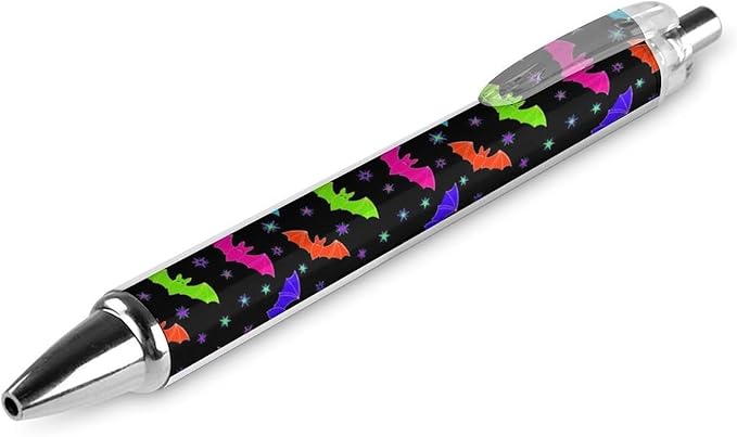 Cute Ballpoint Pens for Women, 0.5mm Refillable Black Ink Writing Pens with Comfortable Grip Halloween Cool Bats Ball Point Pen Writing Supplies 2 Pcs