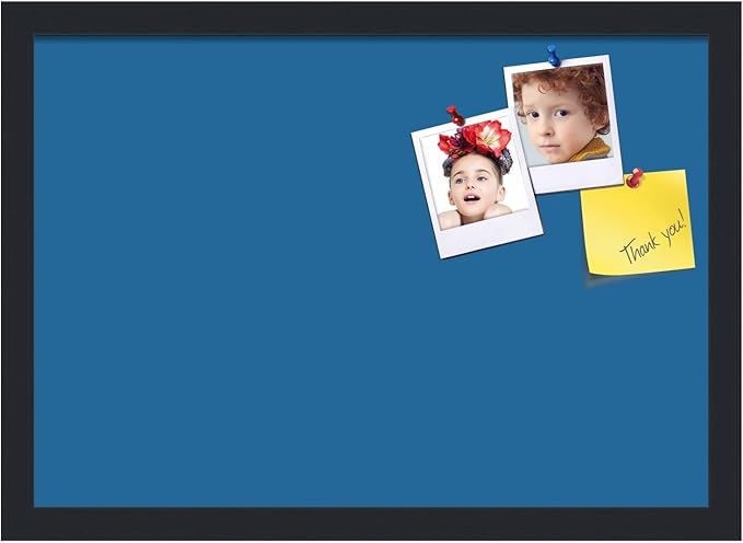 PinPix 20x14 Inch Cork Bulletin Board. This Decorative Framed Pin Board Comes with Navy Pastel Design and a Satin Black Frame. Ideal for Home Office Decor or Message Board (PinPix-1811)