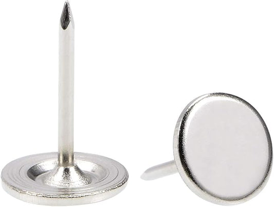 uxcell Upholstery Nails Tacks 11mmx17mm Flat Head Furniture Nails Pins Silver Tone for Furniture Sofa Headboards, 100 Pcs