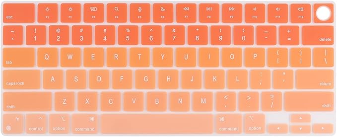Batianda Premium Gradient Color Keyboard Cover for New MacBook Pro 14'' Pro 16'' 2024 2023 M4 M3 M2 M1 Pro/Max Chip & New MacBook Air 13 15 inch Soft-Touch Silicone Protective Skin, Orange