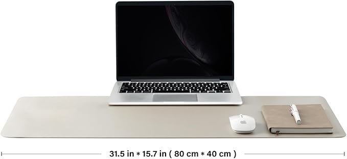 HOMIEAZICOZI Leather Desk Mat - Non-Slip PU Pad for Office and Home Organization Accessories Ideal Large Mouse Mats on Top of Desks (Light Gray,31.5''x 15.7'') (DPD-LGr-M)