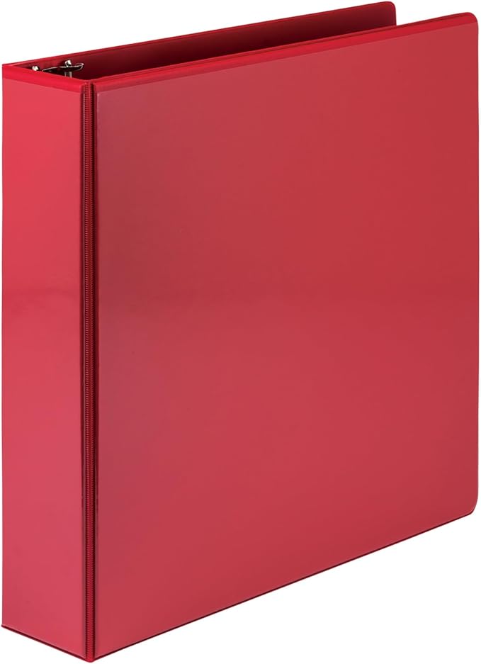 Samsill 3 Inch 3 Ring Binders, Made in USA, Economy Round Ring, Clear View Cover, 550 Sheet Capacity - for School, Home, Office - Red, 12 Pack