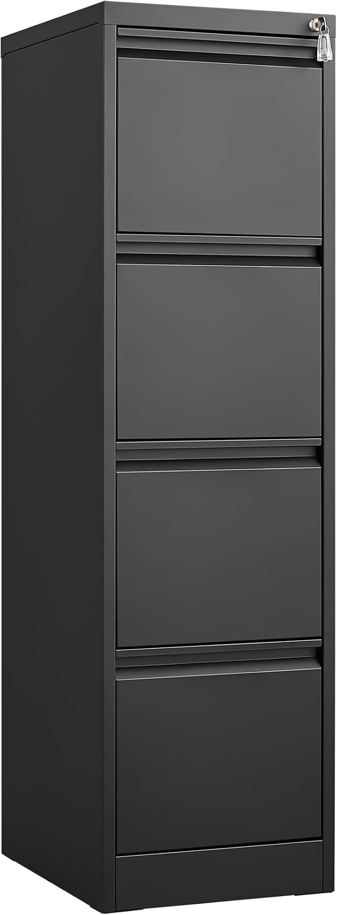 4 Drawer File Cabinet with Lock, Vertical File Cabinets for Home Office, Metal Filing Cabinets, Heavy Duty Steel Lockable Filing Storage Cabinet for Letter/Legal/A4/F4 Size Files, Black