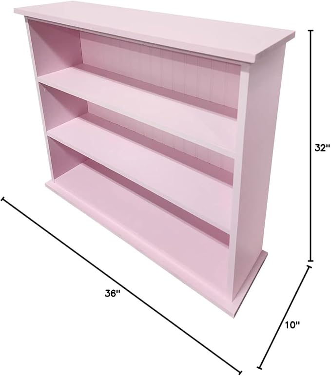 Sawdust City Solid Wood 3-Shelf Bookcase (Solid Baby Pink)