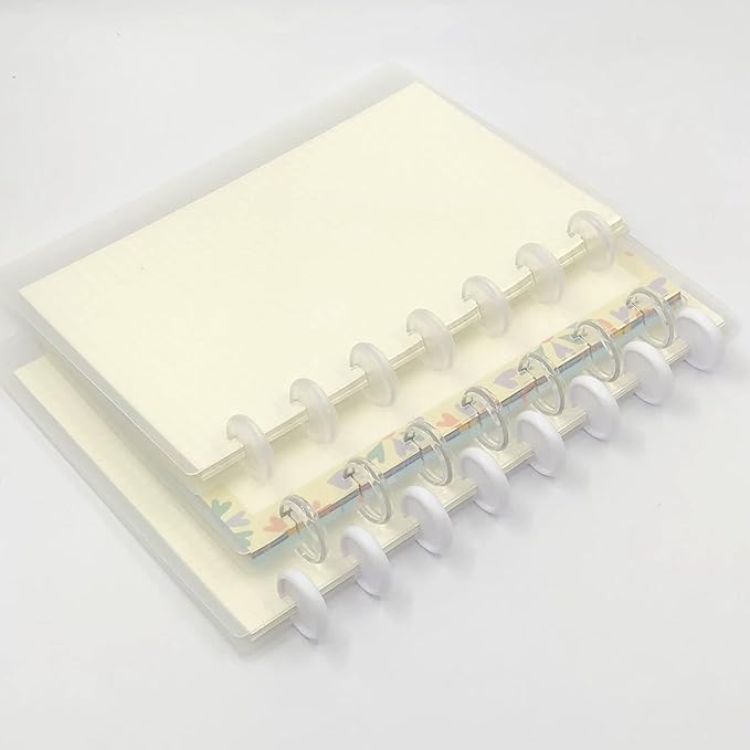 100pcs Discbound Notebook Discs DIY Planner Accessories fits for Tul,Levenger,Arc,Happy Planner,Talia(Super Clear White Clear Mixed,0.7inch/18mm)