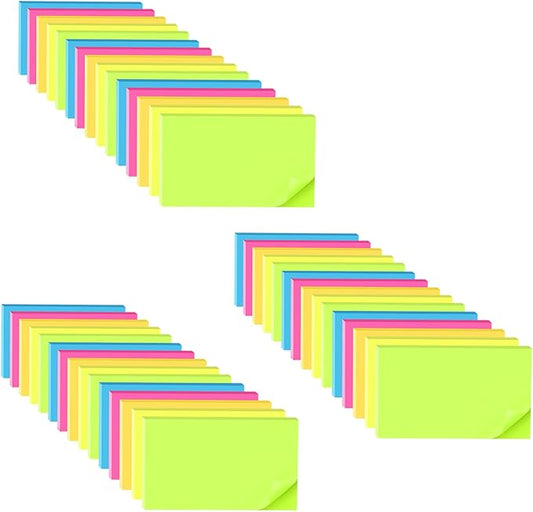 (45 Pads) Sticky Notes 3x5 in Bright Stickies Colorful Super Sticking Power Memo Pads Strong Adhesive
