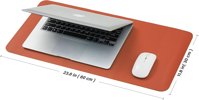 Compact Cork Desk Mat - Small Dual-Sided Desk Pad for Office and Home - Desk Organization and Accessories - Ideal for Large Mouse Pad and Small Desk Mats on Top of Desks(Orange,23.6"x 11.8")