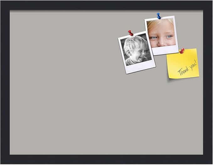 PinPix 20x15 Inch Cork Bulletin Board. This Decorative Framed Pin Board Comes with Dark Stone Design and a Satin Black Frame. Ideal for Home Office Decor or Message Board (PinPix-1808)