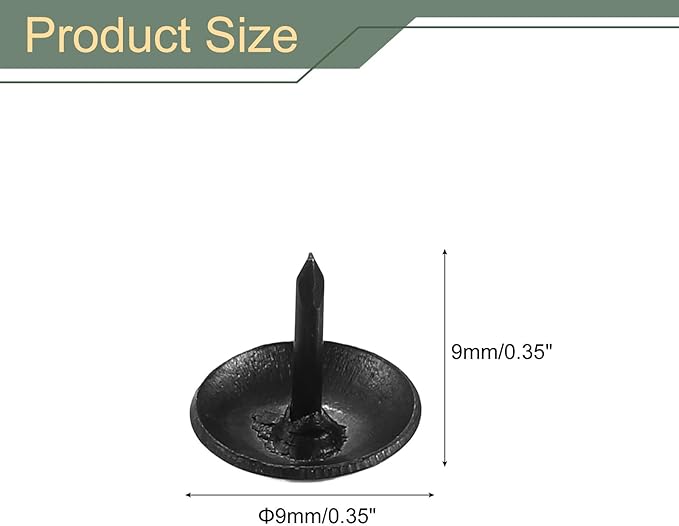 uxcell 50 Pcs Upholstery Tacks, 9 x 9mm Round Head Upholstery Nails Pins Vintage Decorative Furniture Tacks for Chairs Sofas Beds DIY Project, Black
