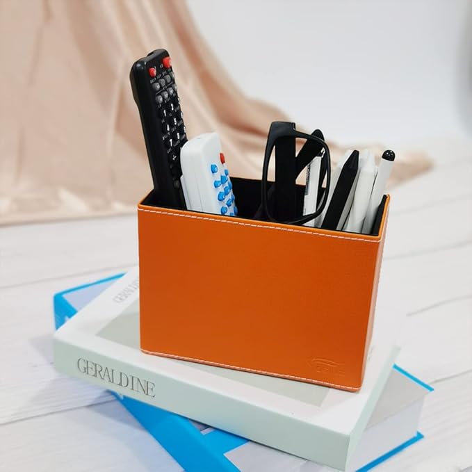 Pen Pencil Holder Cup Container PU Leather Desk Organizer Stand Decor Brush Scissor Decoration Office Home School