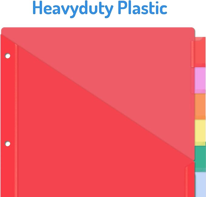 Forvencer 48 Count Dividers with Two Pockets, 8 tabs Binder Dividers for 3 Ring Binder Organizer, Multicolor, 6 Sets