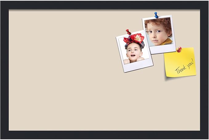 PinPix 22x14 Inch Cork Bulletin Board. This Decorative Framed Pin Board Comes with Desert Pastel Design and a Satin Black Frame. Ideal for Home Office Decor or Message Board (PinPix-1815)