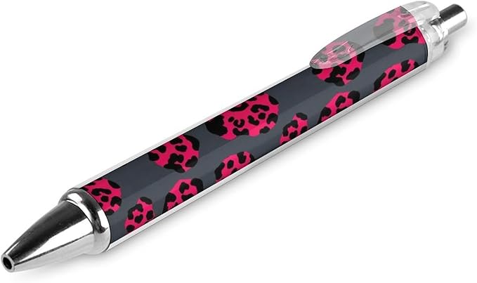 2 Pack Ballpoint Pens, Luxury Pink Dark Gray Leopard Cheetah Print Retractable Pen with Black Ink Home Accessories Stationary Cute Rolling Ball Refillable Pens, 0.5mm