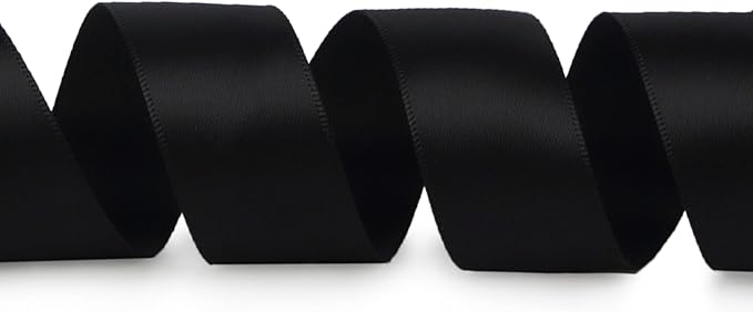 Ribbli Double Faced Black Satin Ribbon,1” x Continuous 25 Yards,Use for Bows Bouquet,Gift Wrapping,Floral Arrangement