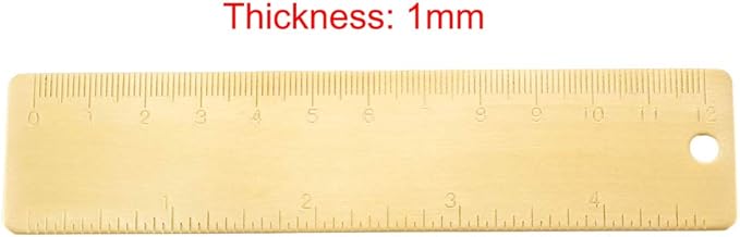 uxcell Straight Brass Ruler 120mm 4 Inches Metric Measurement Tool Drawing Measuring Ruler 1mm Thickness