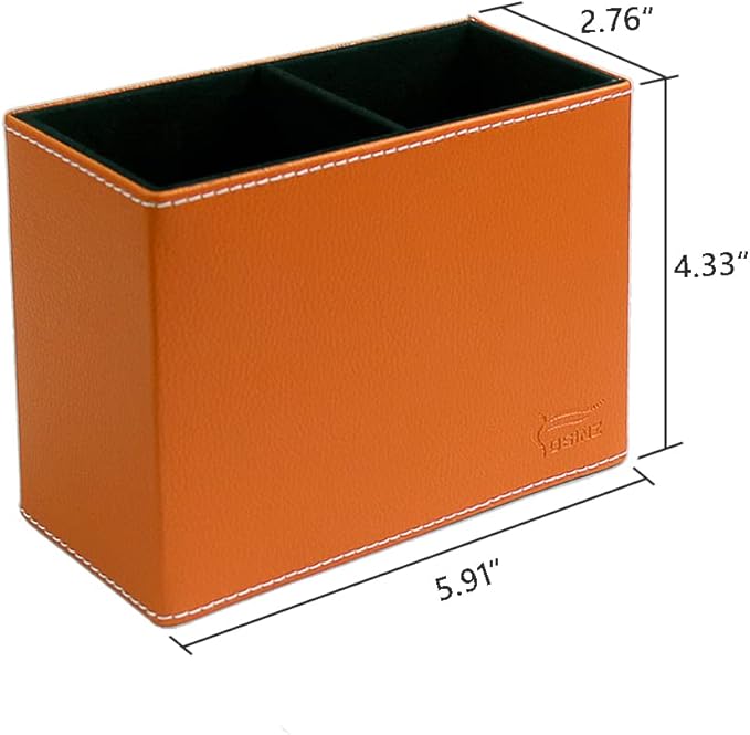 Pen Pencil Holder Cup Container PU Leather Desk Organizer Stand Decor Brush Scissor Decoration Office Home School