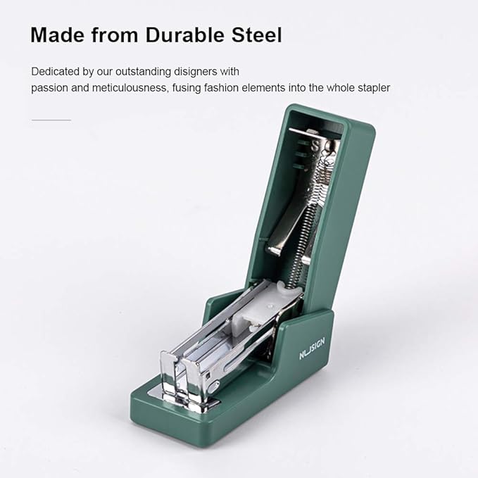 NUSIGN Mini Stapler, 20 Sheet Capacity, Office Desktop Stapler Green, Includes 640 Standard Staples and A Staple Remover