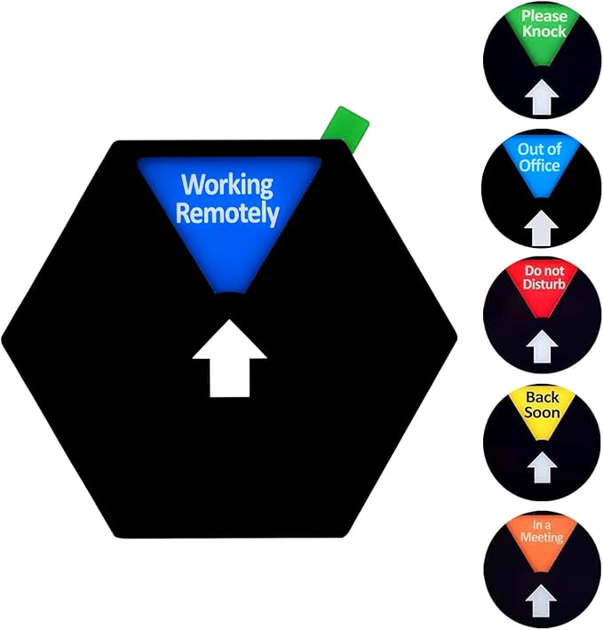 Kichwit Privacy Sign, Do Not Disturb, Please Knock, In a Meeting, Out of Office, Working Remotely, 5 Inches, Black