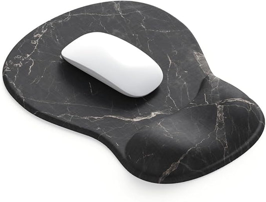 ErgoComfort Gel Wrist Rest Mouse Pad-Ergonomic Office Mousepad with Wrist Support-Non-Slip, Design Desk Accessories Mat for Home&Game Decor (08Black Marble)