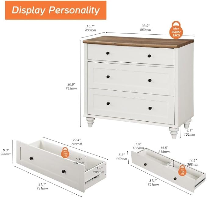 WAMPAT 72" Tall Bookcase Large Display Book Case Shelf with 3-Tier Open Book Shelfs, 3 Tier Farmhouse Bookshelf with 3 Drawers, Library Wood Bookshelves for Living Room or Study Room or Bedroom, White