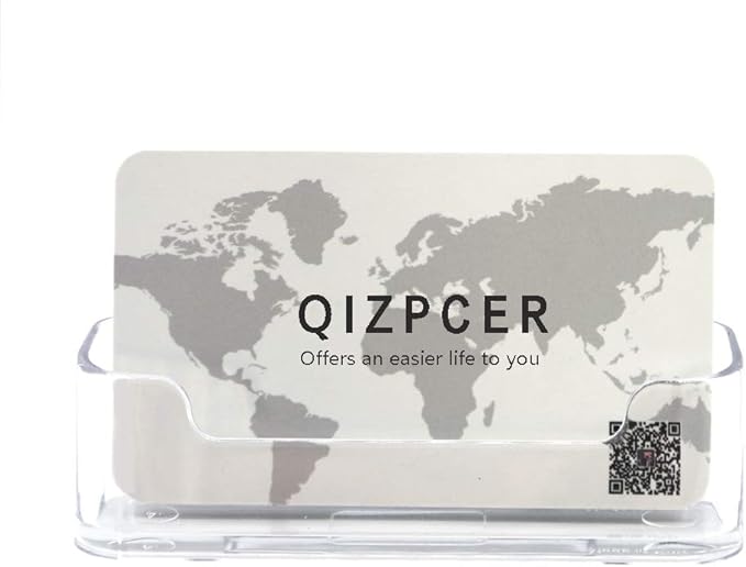 8 Pack Plastic Business Card Holder - Clear Business Card Case for Desk - Office Acrylic Business Card Stand Display