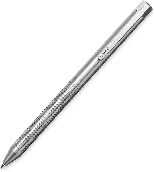 JAMES° Bolen EDC Twist-Retractable Pen, Slim Machined Stainless Steel Barrel Designed for Daily Carry, Stainless