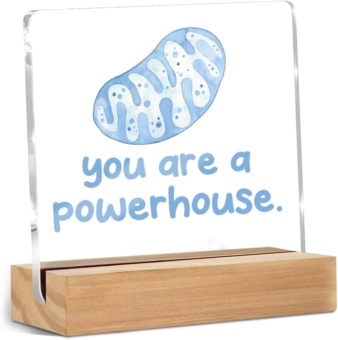 Biology Gifts for Women Men, Science Motivational Quote Sign, Thank You Gifts for Home Office Desk Acrylic Decorative Signs for Teachers Colleague Healthcare Providers, 4 x 4 Inch