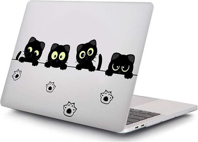 Compatible with MacBook Pro 13 Inch Case M2/M1 2025 2022-2017 A2338 A2289 A2251 A2159 A1989 A1706 A1708 Plastic Hard Shell Case&Keyboard Cover&Mac OS Keyboard Sticker (Black Cat A)