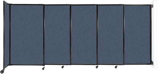 Wall-Mounted Sliding StraightWall Room Divider | Adjustable Widths | Locking Wheels | Room Separator | Up to 11'3" Wide x 5' Tall Ocean Fabric Panels