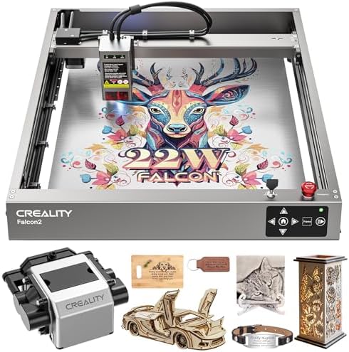CREALITY FALCON2 22W Laser Engraver Machine with Air Assist, 220W High Accuracy Laser Cutter and Engraver Machine Laser Engraving Machine for Metal and Wood, 25000mm/min Faster Engraving