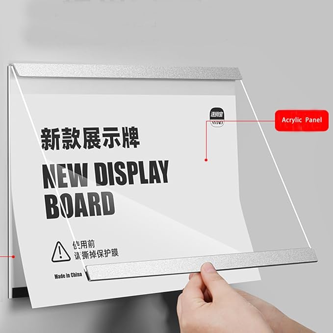 Wall Mount Acrylic Sign Holder Self Adhesive Magnetic Display Frame Clear Document Frame for Office, Store, School, Home, Wall Picture Frame (Horizontal A5 148×210mm/5.83×8.27inches)
