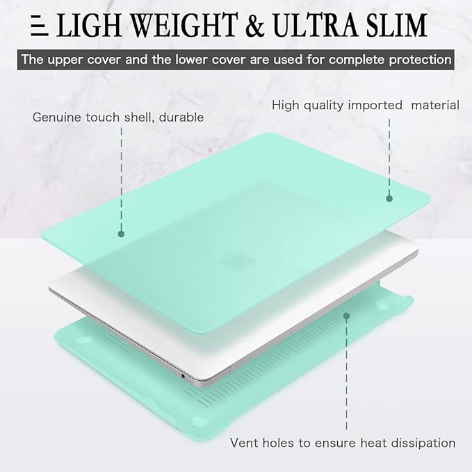 CISSOOK Green Case for MacBook Pro 13 inch Case 2020 Release A2251 A2289 A2338 M1 Model with Keyboard Cover Screen Protector for MacBook Pro 13 inches with Touch Bar, C-Matte Green, A2251/A2289/A2338