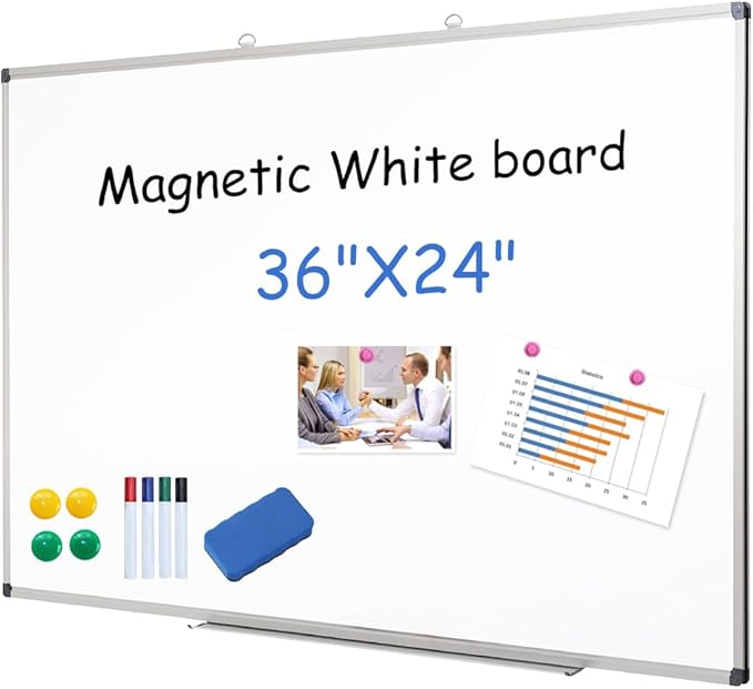 XIWODE Magnetic Dry Erase Board 24x36 Inches, Aluminum Frame Whiteboard for Wall, Durable Writing Surface for Office, Classroom & Home Use