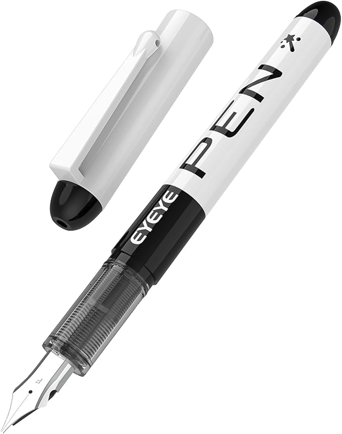 EYEYE Fountain Pens for Writing, 8 Pack Assorted Colors Fine Point Disposable Fountain Pens Stainless Steel Nib, Smooth Writing for Calligraphy, Journaling, Drafting, Sketching, Doodling & Gifts