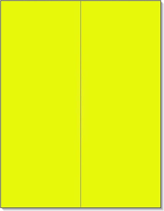 NextDayLabels - 8-1/2 x 11 Neon Color High Light Fluorescent Labels for Laser & Inkjet Printer (Yellow Fluorescent, 4-1/4" x 11" - 2 Per Page | 50 Labels)