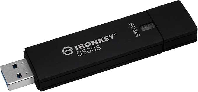 Kingston Ironkey D500S 512GB Encrypted Flash Drive | Dual Hidden Partition | FIPS 140-3 Level 3 | XTS-AES 256-bit | BadUSB and Brute Force Protection | Multi-Pin Option | IKD500S/512GB