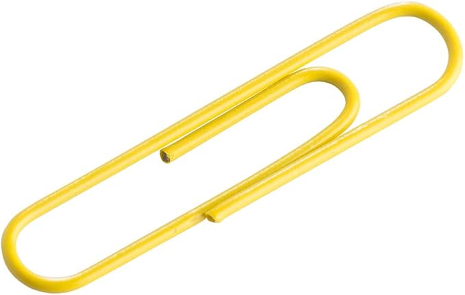 JAM PAPER Colorful Jumbo Paper Clips - Large 2 Inch - Yellow Paperclips - 75/Pack