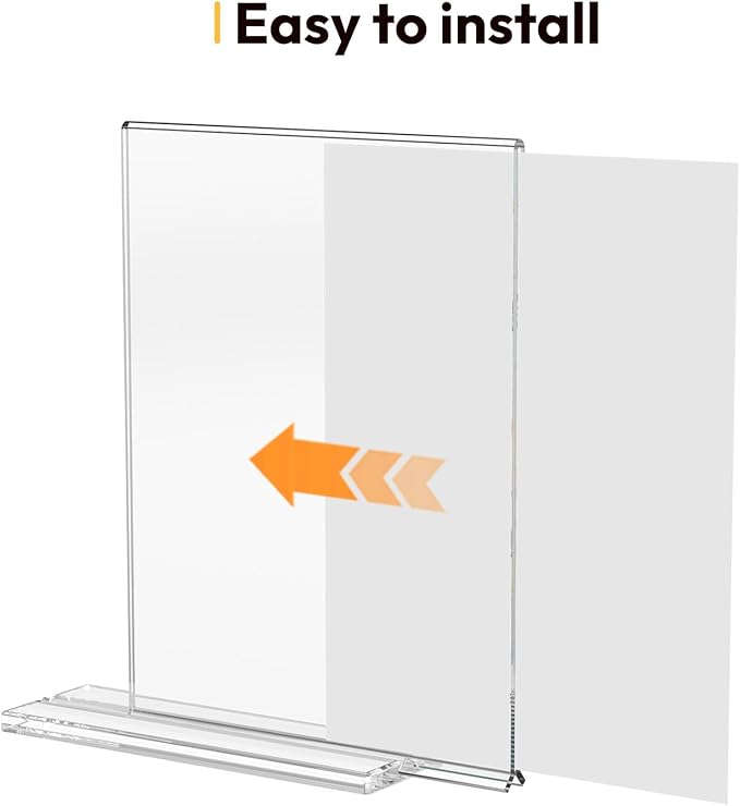 NIUBEE Acrylic Sign Holder for Events - 8.5 x 11 Acrylic Sign Stand for Baby Shower - Clear Paper Display Supplies for Party Table - 3 Pack