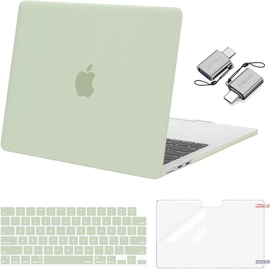 MOSISO Compatible with MacBook Air 13 inch Case 2025 2024 2023 2022 M4 A3240 M3 A3113 M2 A2681, Plastic Hard Shell&Keyboard Cover&Screen Film&Type C for MacBook Air 13.6 inch Case, Sage Green
