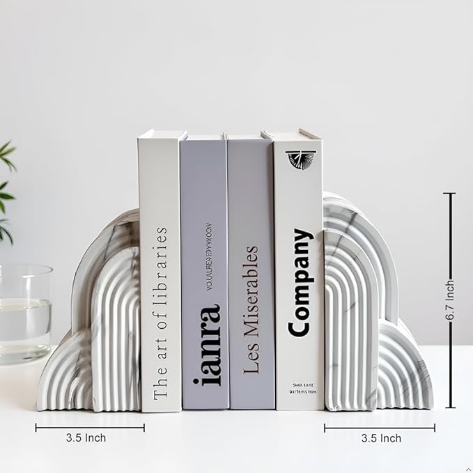 LIFFY Cloud Book Ends Decorative,7 Inch Resin Non-Skid Decorative Bookends for Shelves, Book Ends for Heavy Books,Indoor Morden Book Holder for Home Office Shelf Decor