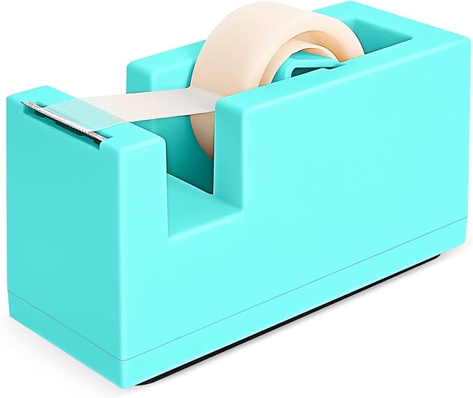 1 Desktop Stapler & 1 Tape Dispenser - 25 Sheet Capacity with 830 Staples and Staple Remover, Non-Slip for Office,School, Home & Classroom, Green(Tape not Included)