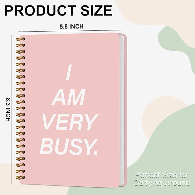 2 Pcs Funny Notebook- I am very busy, Pink Spiral Notebook College Ruled, Journaling for Work, Note Books Home College Classroom Office Supplies Gifts for Women, Friend, Sister, Girls