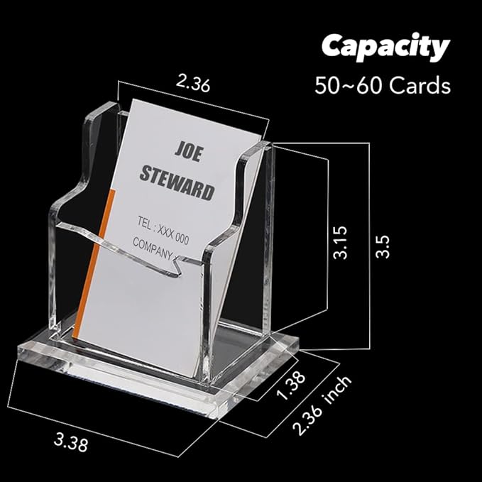 PARTSPOWER 4 Packs Acrylic Business Card Holders for Desk, Vertical Clear Business Name Card Display Stand, Desk Accessory Business Name Card Organizer (Vertical, 1-Slot)