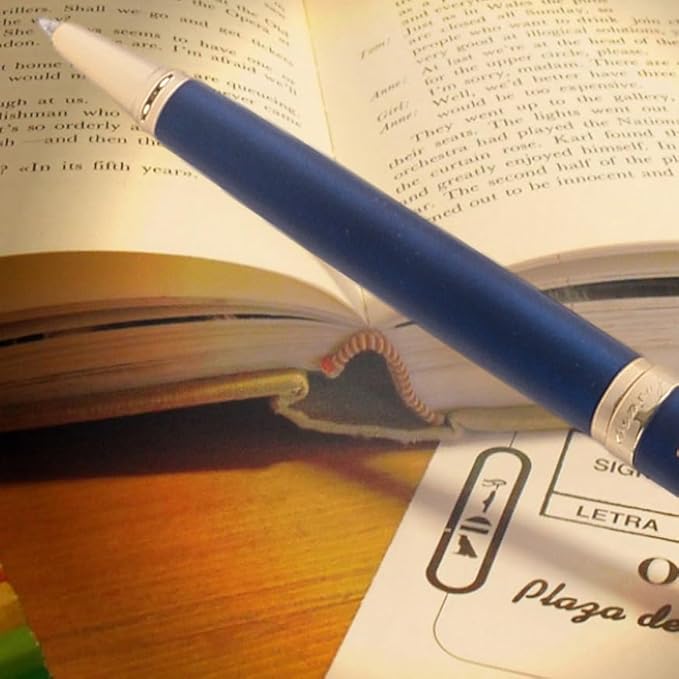 Blue Ballpoint Pen with Real 24K Gold Finish, Luxury Pen with 2 Black and 1 Blue Refill, Nice Pen for Men Women Birthday Graduation Christmas Gifts