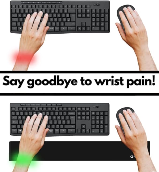 GRIFITI Slim Wrist Pad 24" x 4" x 0.375" Inch Extra Long Slim Profile Keyboard & Mousepad Wrists Rest for 1/4 Inch Thick Slim Keyboard with Trackpad or Mouse Ergonomic Support