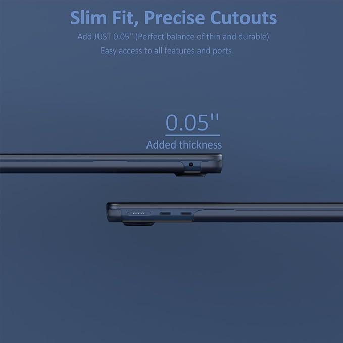 KEROM Midnight Case for MacBook Air 13 inch M4 2025, 2024-2022 M3 M2 A3240 A3113 A2681, MacBook Air M4 13 inch Case, Frosted Matte Plastic Hard Shell & Keyboard Cover for Mac Air 13.6, Midnight Clear